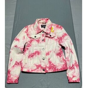 Members Only Looney Tunes Pink Tie Dye Denim Jacket Bugs Bunny Tweety Medium